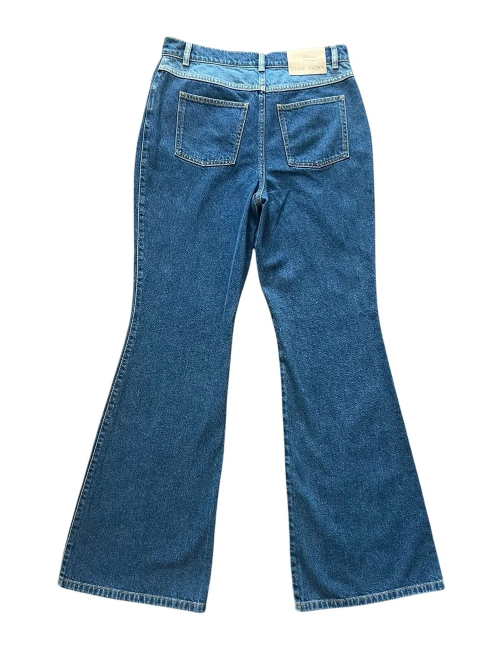 Stine Goya Women’s High Rise Two Tone Flared Split Wash Jeans Size 28 NWT